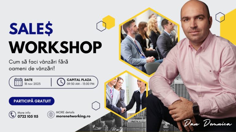 Workshop gratuit pentru antreprenori și pasionații de vânzări